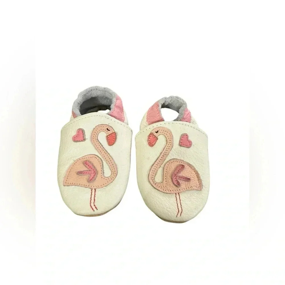 ROSIE AND MOSS Flamingo Leather Moccasins - Picture 3 of 5